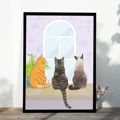 Personalised Cat Print (Up to 3 Cats) - Framed or Unframed