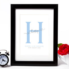 Child or Baby Initial Personalised Wall Art Print - Framed or Unframed