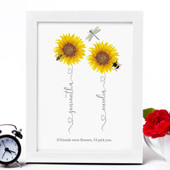Friends Sunflower Personalised Art Print - Framed or Unframed
