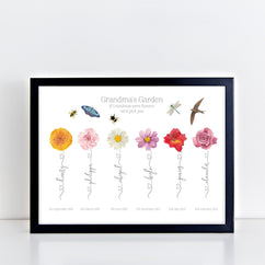 Grandma's Garden Flowers Personalised Art Print - Framed or Unframed